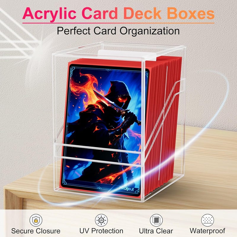 Proijeut Card Deck Box with Portable Case, 4 Pack Clear Commander Deck Box with 4 Dividers, Holds 400+ Double Sleeved Cards, Fit for MTG, YuGiOh, TCG - Image 5
